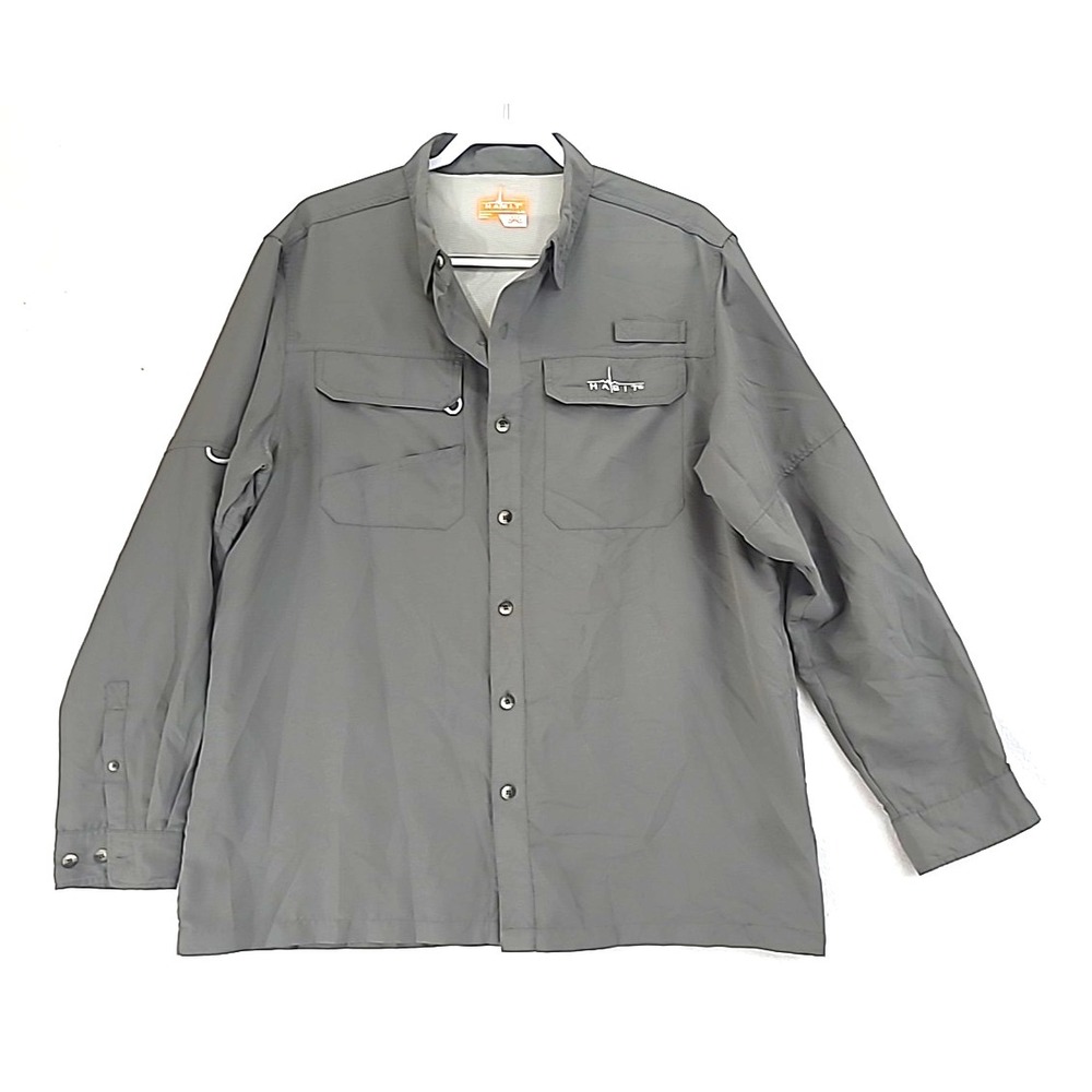 Habit Long Sleeve Vented Fishing Shirt 40+ Solar Factor Gray Mens L